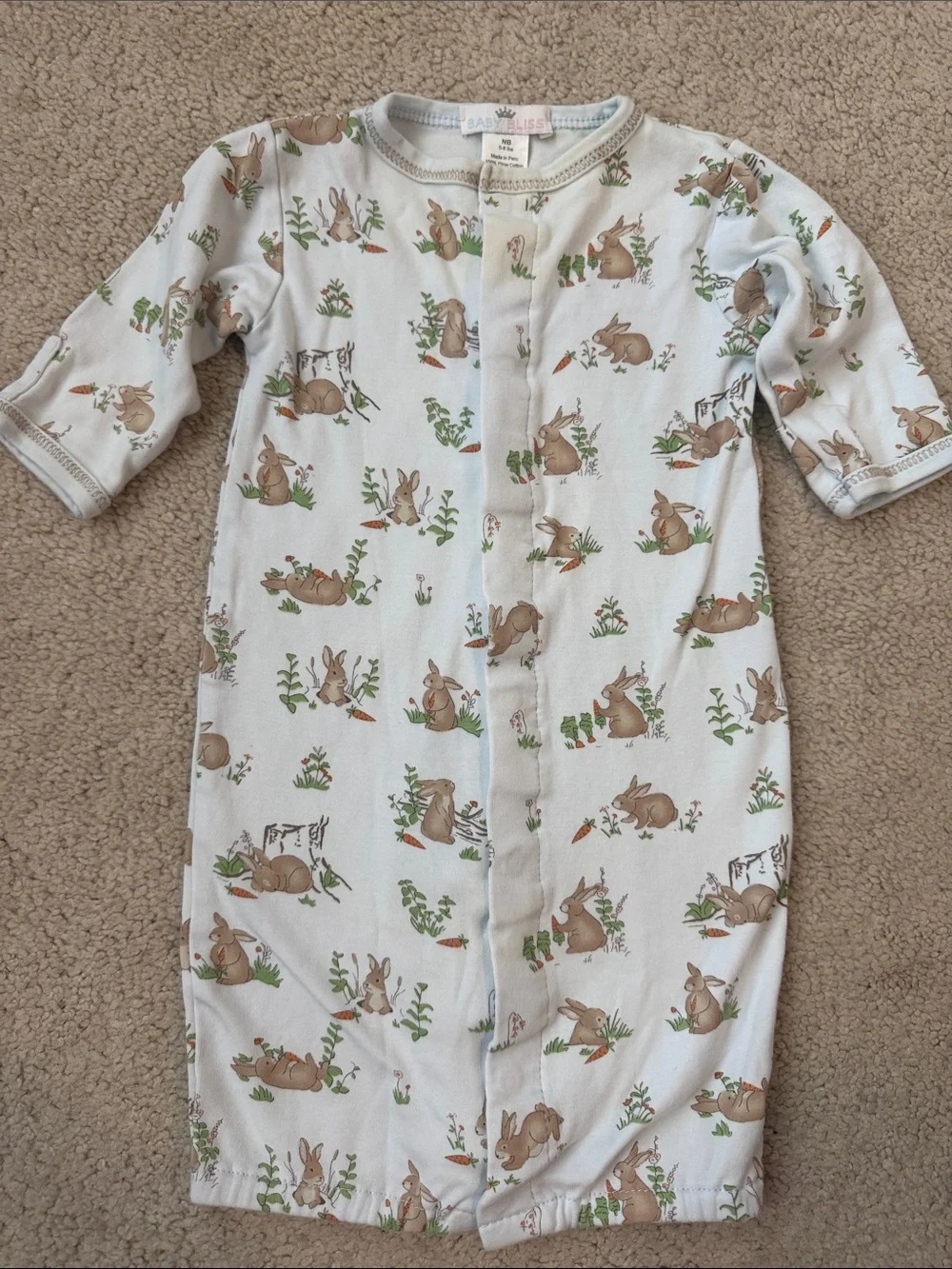Baby Bliss newborn Gown with Bunny Print
